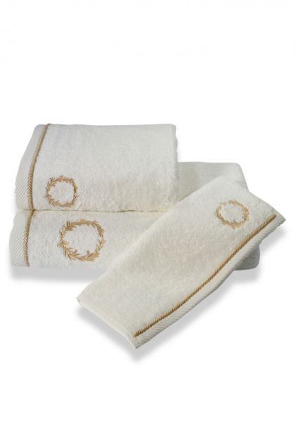 Soft Cotton Luxusní pánský župan SEHZADE s ručníkem a papučkami v dárkovém balení Smetanová / zlatá výšivka L + papučky (42/44) + ručník + box