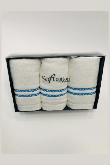 Soft Cotton 3x malý ručník CHAINE 30x50 cm