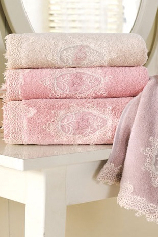 Soft Cotton Dárkové balení županu, ručníku a osušky DESTAN Pudrová S