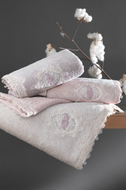Soft Cotton Dárkové balení županu, ručníku a osušky DESTAN Pudrová S