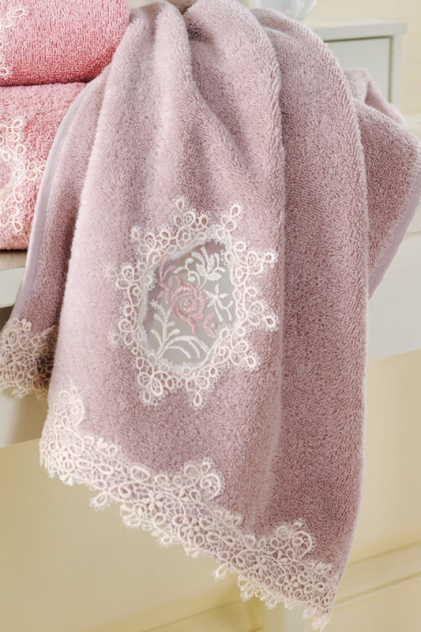 Soft Cotton Dárkové balení županu, ručníku a osušky DESTAN Pudrová XL