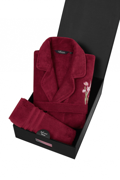 Soft Cotton Luxusní dámský krátký župan s ručníkem LILLY v dárkovém balení Fuchsiová M + ručník 50x100cm +  box