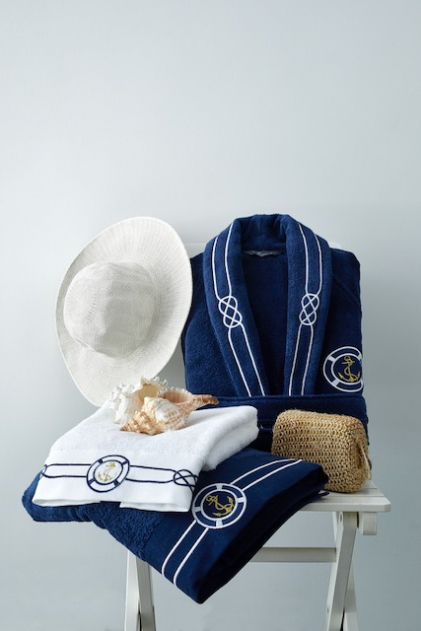Soft Cotton Luxusní pánský župan MARINE MANs ručníkem a osuškou v dárkovém balení Bílá S + ručník + osuška +  box