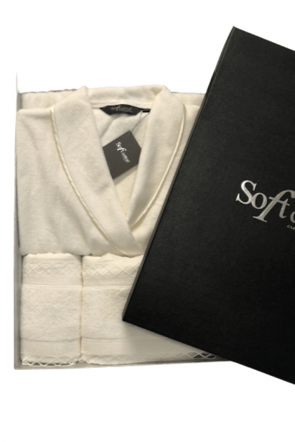 Soft Cotton Dárkové balení županu, ručníku a osušky SELYA Smetanová L